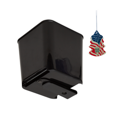 Black car trash can with clip on a white background.