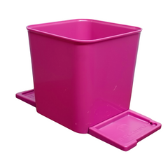 Medium pink car trash can with stability flap on a white background.
