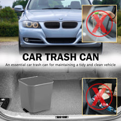 Haussimple large gray car trash can placed on car floor, showing a clean and organized vehicle interior — portable leakproof auto garbage bin for cars.