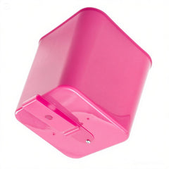 Bottom view of Haussimple large pink car trash can showing its built-in clip for secure placement.