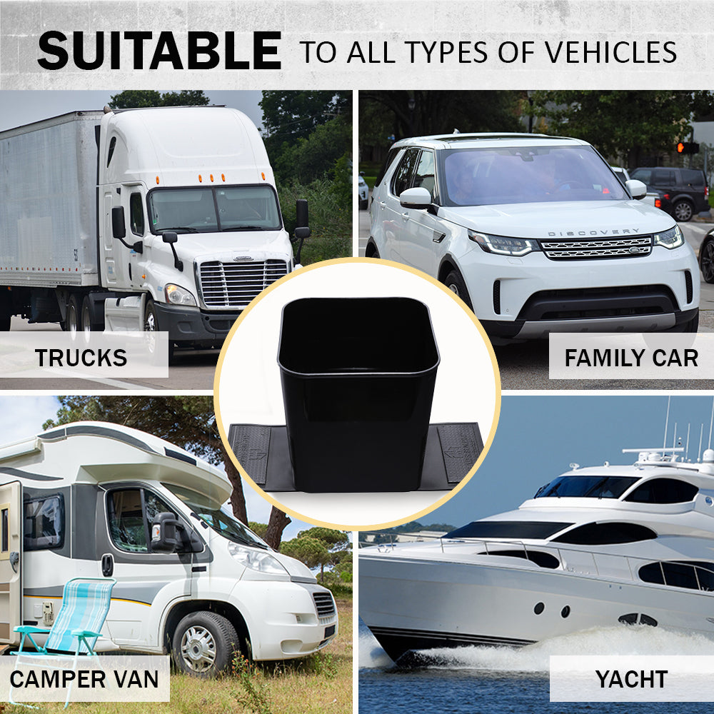 Haussimple portable car trash can suitable for all vehicle types including trucks, family cars, camper vans, and yachts.