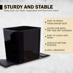 Haussimple sturdy and stable car trash wich features non-slip base, spill resistance, easy cleaning, can be easily reached from driver seat and suitabie for dry and wet waste.