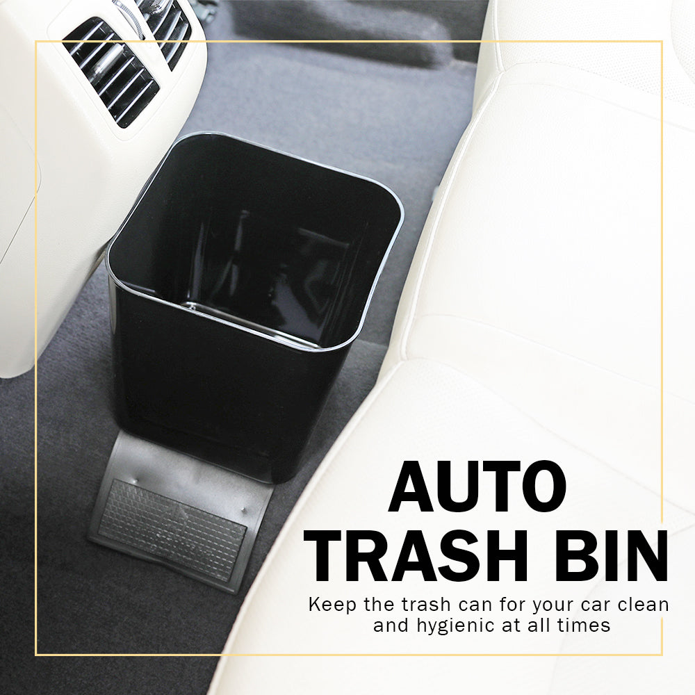 Haussimple auto trash bin placed between car seats with stability flap — keeps vehicle interior clean, neat, and hygienic.