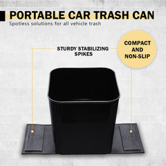 Haussimple portable car trash can with sturdy stabilizing spikes and non-slip base, compact and easy to use for all vehicle trash.