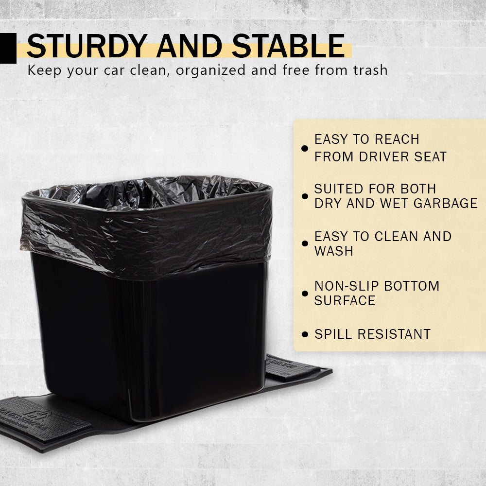 Haussimple sturdy and stable car trash wich features non-slip base, spill resistance, easy cleaning, can be easily reached from driver seat and suitabie for dry and wet waste.
