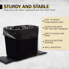 Haussimple sturdy and stable car trash wich features non-slip base, spill resistance, easy cleaning, can be easily reached from driver seat and suitabie for dry and wet waste.