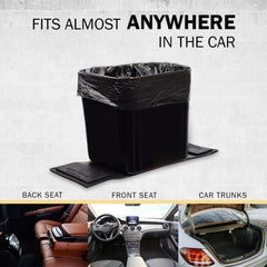 Haussimple portable car trash can with non-slip base fits anywhere in the car, including front seat, back seat, and trunk.