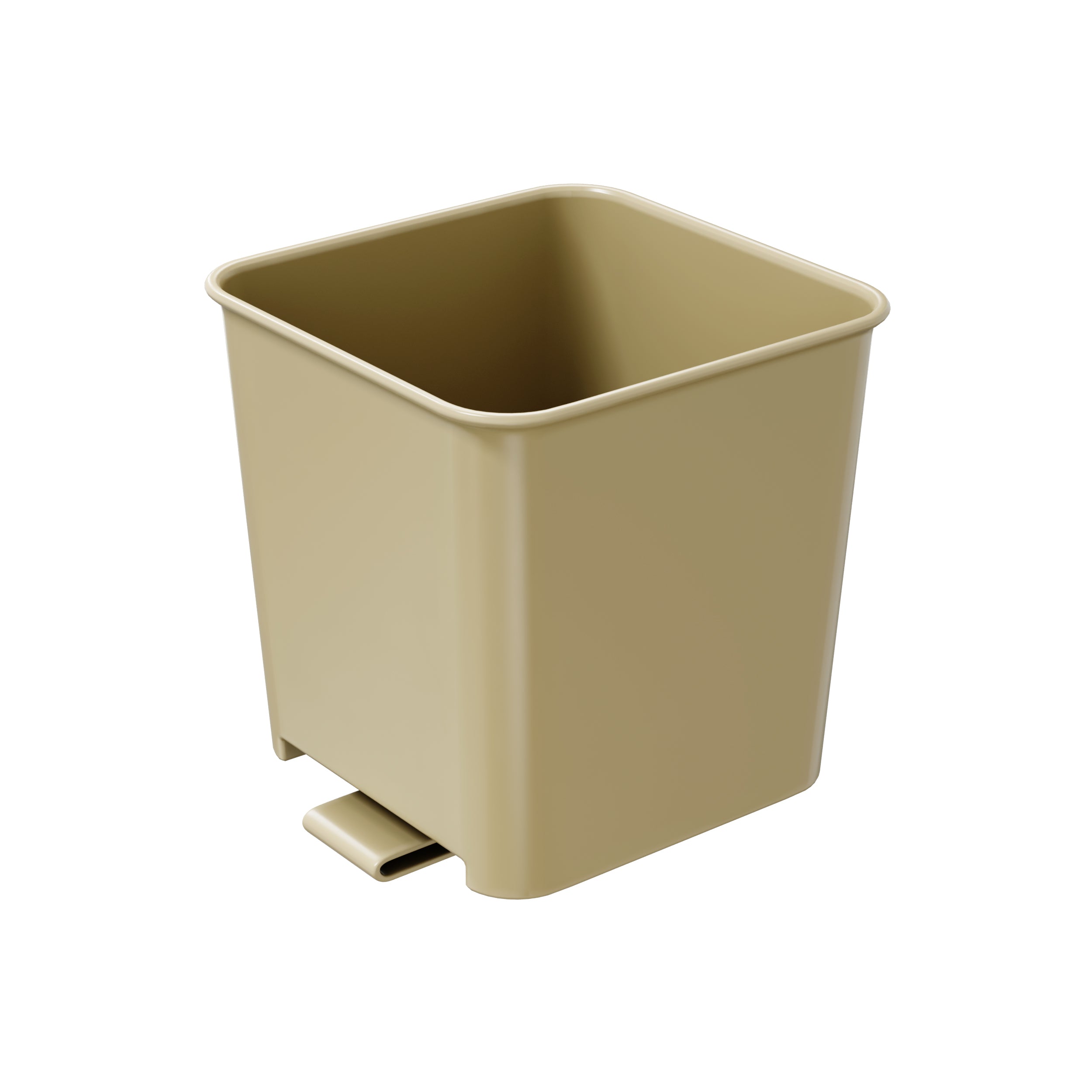 Small mocha colored car trash bin with clip, sleek rectangular design displayed on a white background.