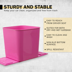 Car Trash Can Waterproof Auto Garbage Bin - Pink