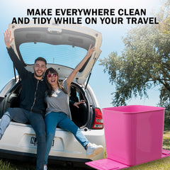 Car Trash Can Waterproof Auto Garbage Bin - Pink