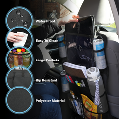 car back seat organizer automotive seat back organizers stuff vehicle seats attachable storage organisers waterproof kick mat car travel accessories multiple pockets storage durable compartments touch screen tablet holder