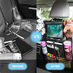 car back seat organizer automotive seat back organizers stuff vehicle seats attachable storage organisers waterproof kick mat car travel accessories multiple pockets storage durable compartments touch screen tablet holder