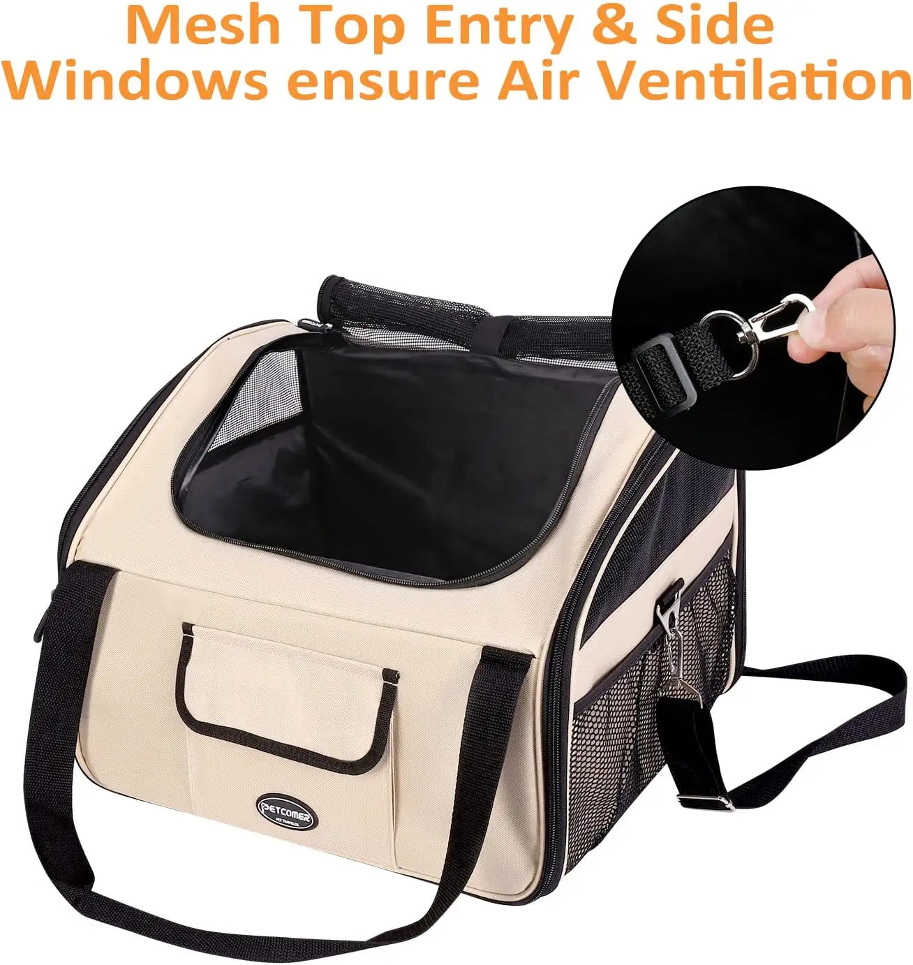 Car Backseat Breathable Pet Carrier with Cover