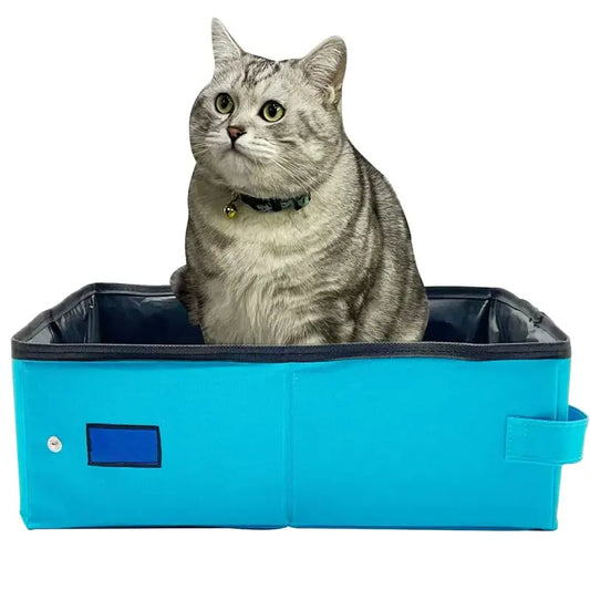 Portable Cat Travel Litter Box with Zipped Lid