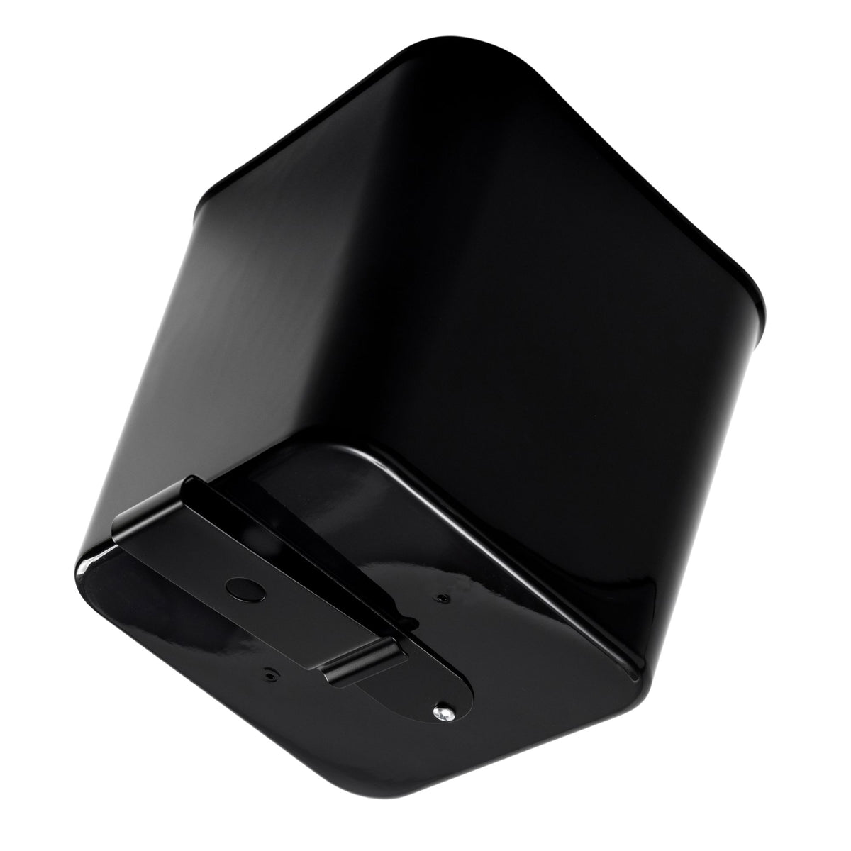 Bottom view of Haussimple large black car trash can showing its built-in clip for secure placement.