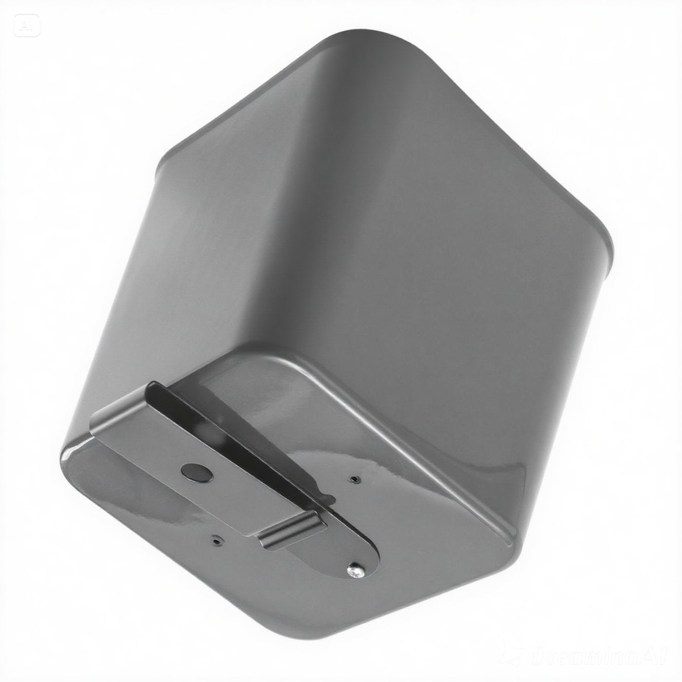 Bottom view of Haussimple large gray car trash can showing its built-in clip for secure placement.