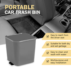 Haussimple portable car trash bin placed between car seats — easy to reach from driver seat, suitable for wet and dry garbage, easy to clean, multipurpose and quick to install in any vehicle.