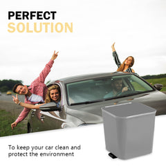 Haussimple Large Gray Car Trash Can - a portable vehicle garbage bin with built-in clip for stable placement, perfect for maintaining a clean and tidy car interior.