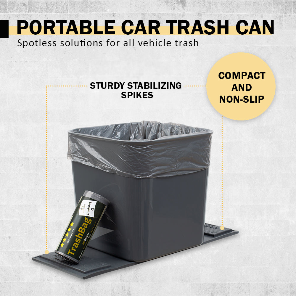 Car Trash Can Waterproof Auto Garbage Bin Spill Proof Container with Bag  Black