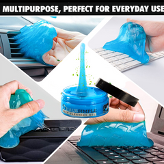 Haussimple Deep Cleaning Gel used for car air vents, keyboards, and electronics, showing multipurpose everyday cleaning applications.